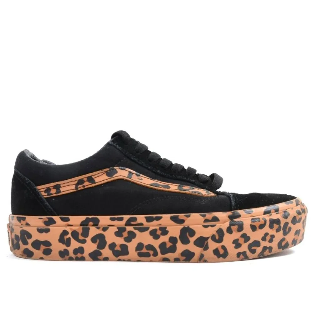 Vans Old Skool Women's 8.5 Men's 7 Platform Leopard Print Trim Low-top Sneakers - Picture 3 of 10